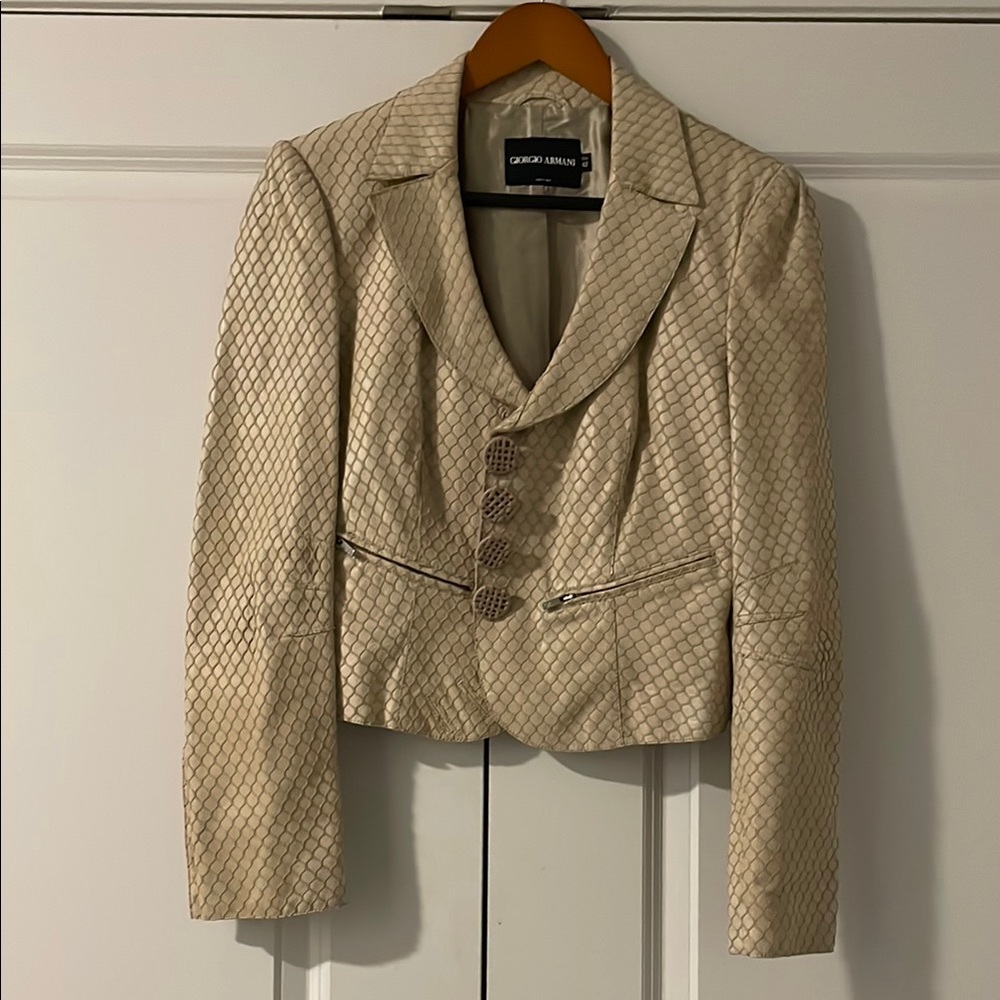 Giorgio Armani Cream Blazer with Textured Design